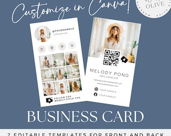 Minimalistische Visitenkarte Vorlage: Bearbeitbares Canva Design (Digitaler Download)