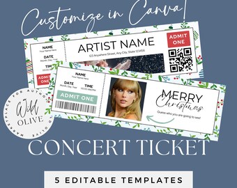 Editable Concert Ticket Template: Customizable Event Gift (Canva)