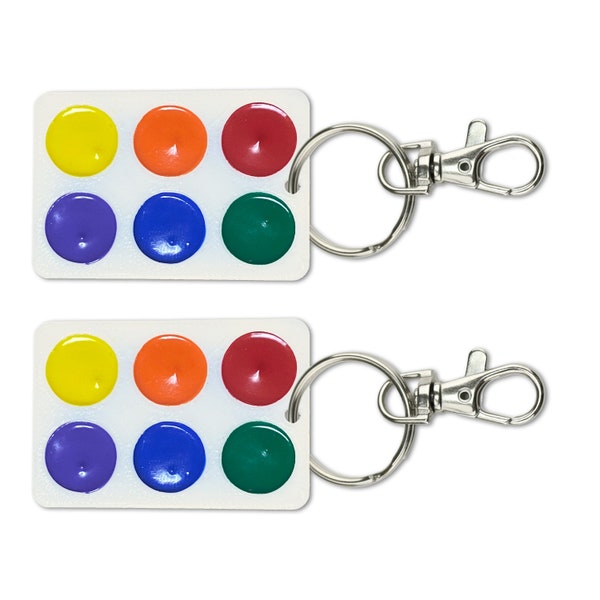 Rainbow Tempera Cake Palette Color Keychains (Quantity 2)