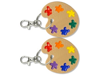 Rainbow Paint Palette Color Keychains (Quantity 2)