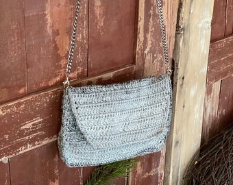 Crochet  Cross Body Bag / Chain Bag  / Small Evening Crochet Bag