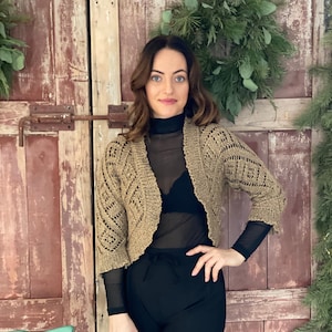 Gold lace cardigan deals