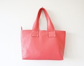 Dark Coral Medium Leather Tote Women Soft Shoulder Bag Red Lambskin Bag