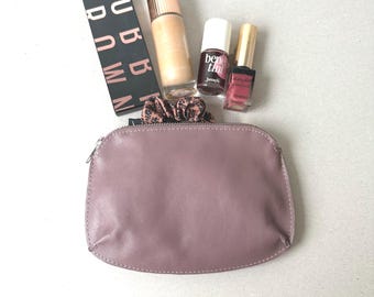 Genuine Calf Leather Cosmetic Bag: Zipper Pouch Makeup Case