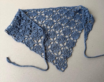 Crochet Bandana  Lace Crochet Linen Kerchief Summer Triangle Head Scarf