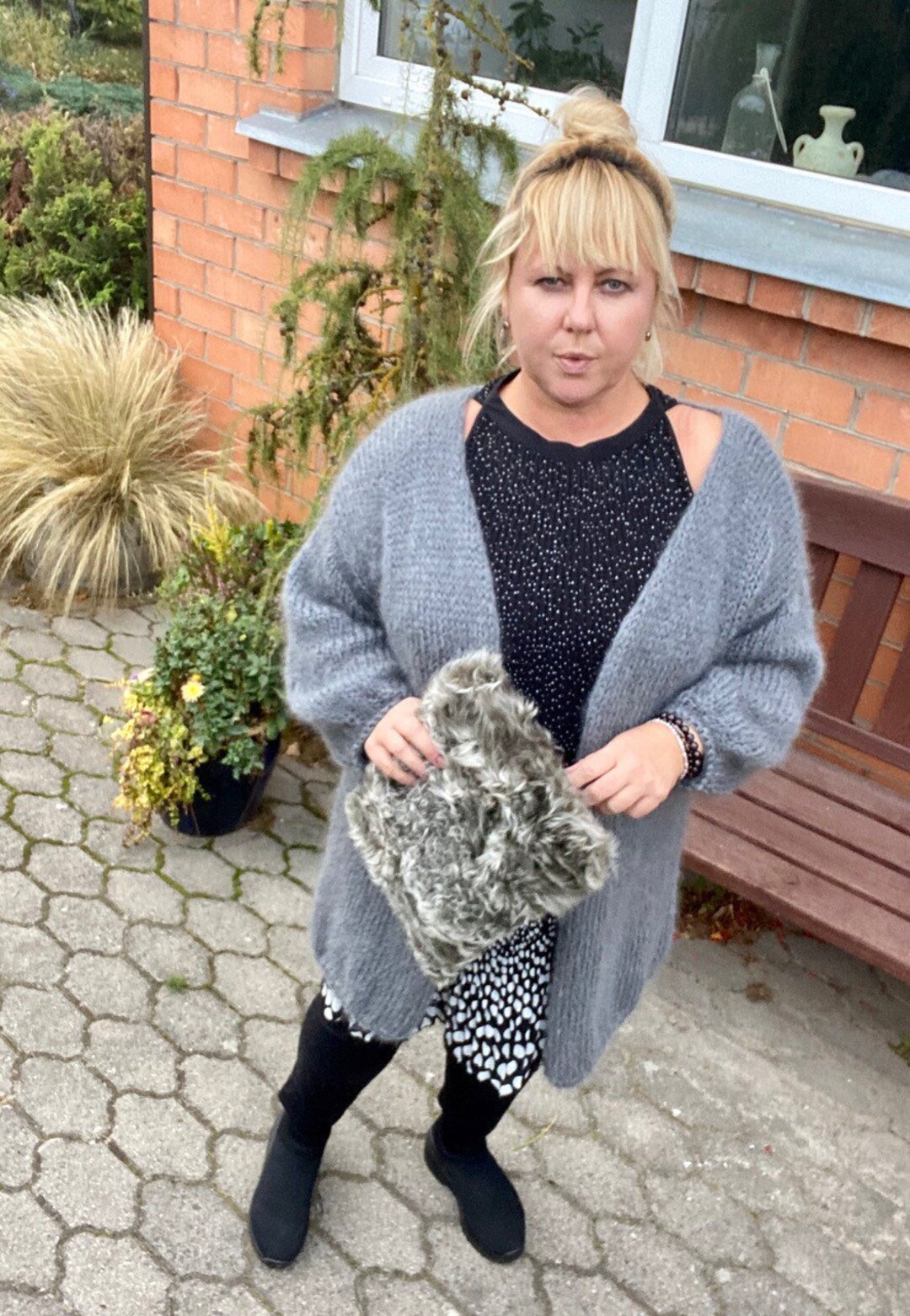 Mohair Cardigan Grey Fluffy Cardigan Acne Studios Rives Knitted