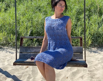 knitted dresses fresh summer Oversize Cotton Knit Dress, Summer Midi Dress (PDF Pattern