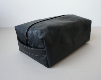 Black Genuine Leather Shoes Bag / Bowling Shoes Bag / Sports Bag / Golf Shoes Bag / Large Cosmetic Bag/ Gift for Him