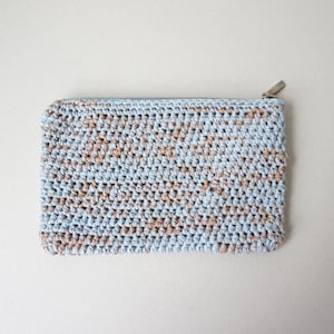 Borsa cosmetica in cotone all'uncinetto multicolore blu / custodia per il trucco all'uncinetto / beauty case / borsa con cerniera