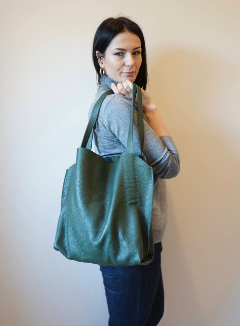 Rote Leder Umhängetasche / Slouchy Hobo Bag / Strukturiertes weiches Kalbsleder / Ungefüttert Bild 9