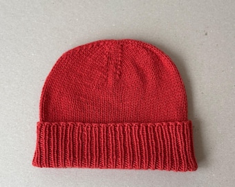 Orange  Baby Cashmere Wool Knit Beanie/ Fisherman's Hat