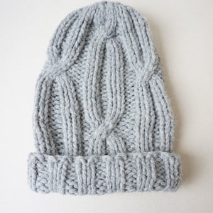 Oversize Chunky Knit Alpaca and Merino Unisex Hat / Soft Wool Beanie  / Ski Hat /  Grey
