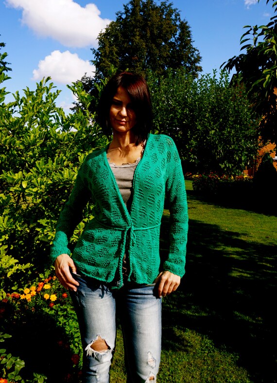 SALE Green Summer Jacket cardigan Women Soft Cotton Jacket Etsy Ireland