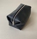 Black Calf Leather Cosmetic Bag / Leather Makeup Case / Lined Zipper Pouch / Leather Toiletry Case 