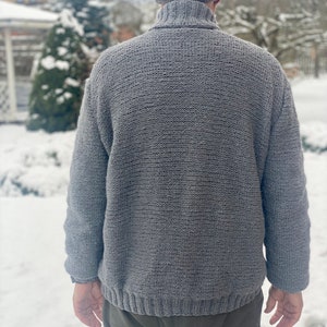 Men's Hand Knitted Superfine Alpaca and Merino mix Sweater /Jumper / Grey / Soft Gift for Him/ READY To SHIP Size XL image 4
