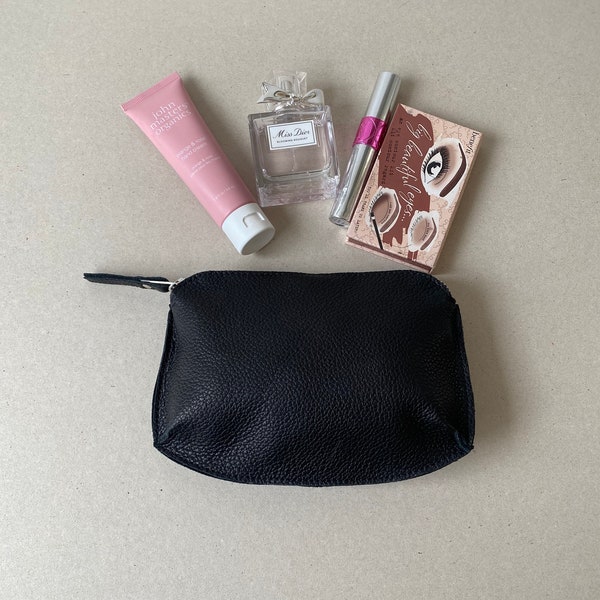 Leather Cosmetic Bag Etsy