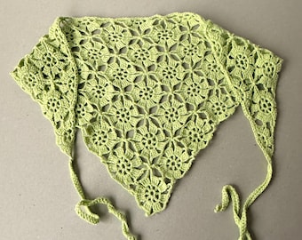 Crochet Bandana  Lace Crochet Cotton Kerchief Summer Triangle Head Scarf