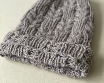 Light Grey Hand Knit Soft Alpaca Women Hat / Slouchy Soft Beanie  / Winter  Hat/ Ski Hat