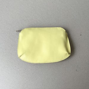 Light Yellow Calf Leather Cosmetic Bag: Zipper Pouch
