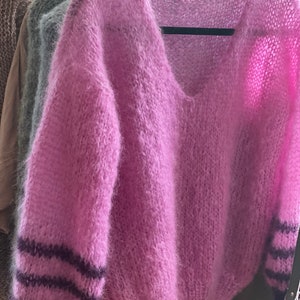 Pull Col V Femme Talia Benson - Rose Taille Unique En Laine Et Mohair - Neuf Avec étiquettes
