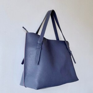 Lilac Leather Shoulder Bag / Women Soft Tote Bag / Medium - Etsy