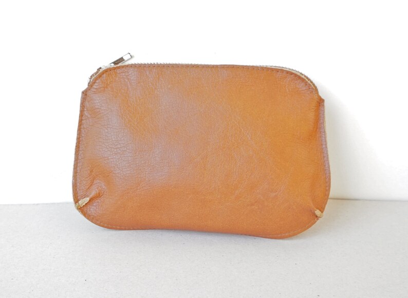 Tan Brown Buffalo Leather Cosmetic Bag / Leather Makeup Case / Etsy