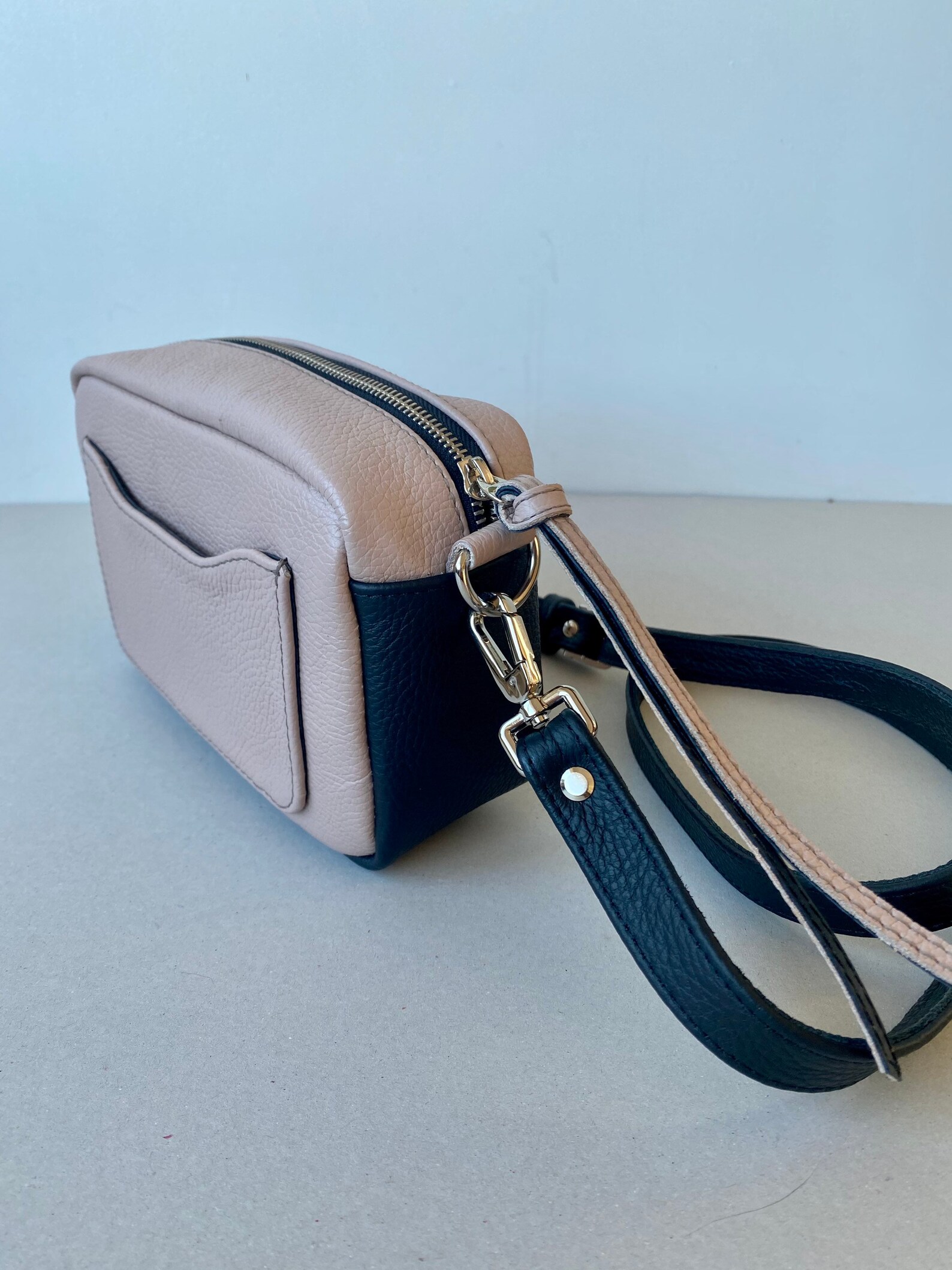 Blush Leather Crossbody Bag / Camera Bag/dusty Pink/ Textured Etsy