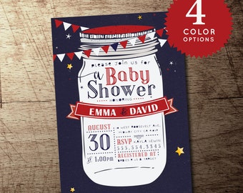 BBQ baby shower invitation, coed summer baby shower invites, baby shower gender