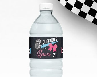 Burnouts or Bows Gender Reveal Water Bottle Labels (Digital Download)
