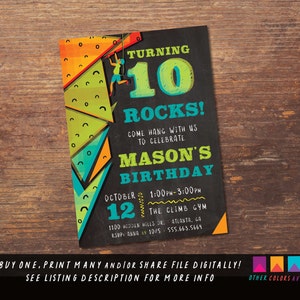 Rock climb invitation, Rock Climbing Birthday Invitation, Party Invitations, 8th, 9th, 10th birthday Any Age! High quality printable