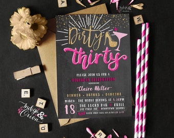 Dirty 30 Invitations Etsy