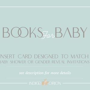 Matching 'Bring a Book' card, build a library for baby, Add-on printable digital file. Made to match any invitation in shop, books for baby