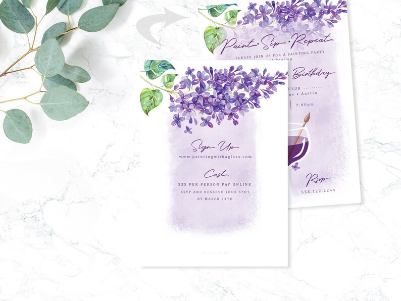 Paint Sip Repeat Painting Party Invitation Adult Birthday Etsy