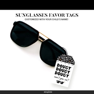 Big One Printable Sunglasses Favor Tags, can't you see, 2 legit, custom party favors, 90's birthday party, label decoration, 1.75x3,