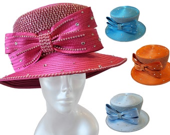 Make a glamorous statement with our rhinestone hats for ladies' derby events. Sunday Church