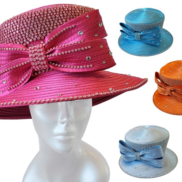 Make a glamorous statement with our rhinestone hats for ladies' derby events. Sunday Church