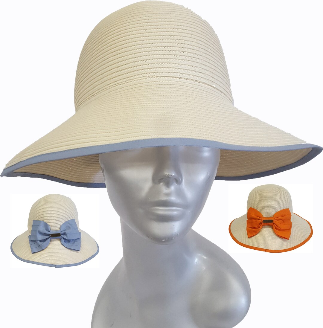Women's Beach Summer Hat Straw Braid Floppy Packable Two Tone Color - Etsy