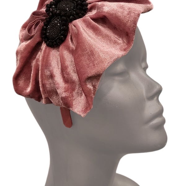 Women fall winter 100% velvet fascinator hatband headpiece Blush or teal color