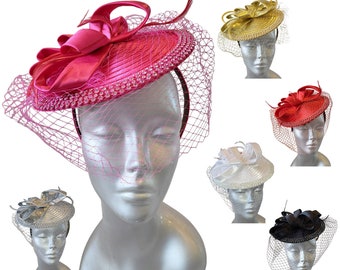 Designer Couture Church Fascinator Hat, Rhinestones, Weddings, Derby, tea party