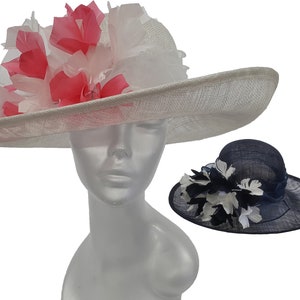 Sombrero de paja sinamay extragrande para mujer, ideal para el Derby, el Preakness y el Domingo de Pascua.