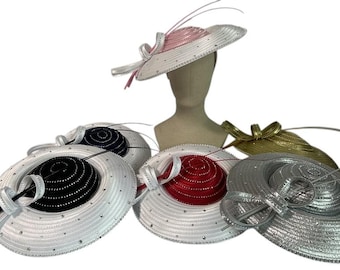 Vintage Satin Bow Rhinestone Accent Furneral Church Hat 80s Mr Hi main image 3