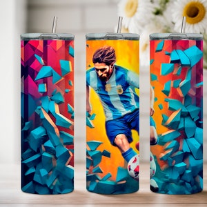 Lionel Messi Tumbler Wrap Sublimation Design - 20 oz. Skinny Tumbler Wrap. Soccer Tumbler Wrap.