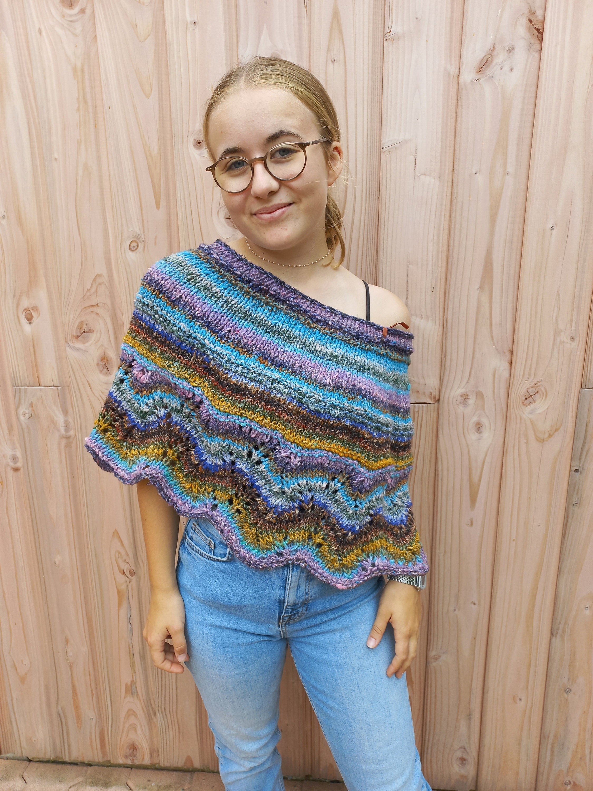 Poncho cape femme 100% cachemire à maille lisse en bleu claire