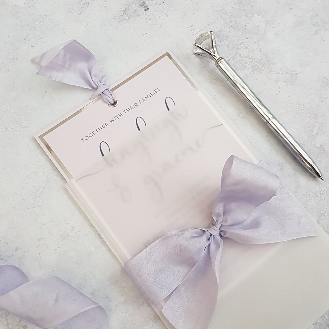 SAMPLE Vellum Sleeve Wedding Invitation with Hand Dyed Silk Etsy