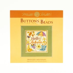 Hello Autumn-knopen en -kralen Mill Hill Kit, Autumn Series, kruissteek- en kralenpakket, incl. geperforeerd papier, draden, kralen en naalden