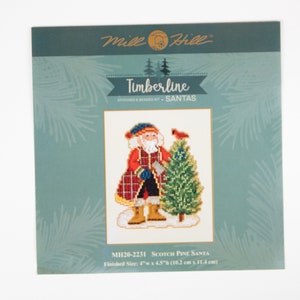 Scotch Pine Santa Mill Hill Kit, Timberline Serie, Kreuzstich Stickpackung, Bead Kit, inkl gelochtem Papier, Garn, Perlen und Nadeln