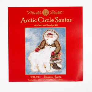 Nunavut Santa Mill Hill Kit, Arctic Circle Serie, Kreuzstichpackung, Perlenpackung, inkl gelochtem Papier, Garn, Perlen und Nadeln