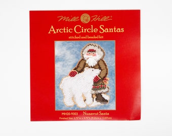 Nunavut Santa Mill Hill Kit, Arctic Circle Series, Cross Stitch Kit, Bead Kit, incl perforated paper, threads, beads and needles