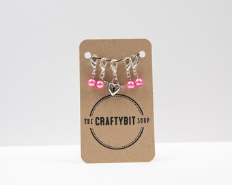 Heart with Wings, Stitch Markers for knitting or crochet, place markers, progress keepers, knitting notions, journal jewellery, set of 5