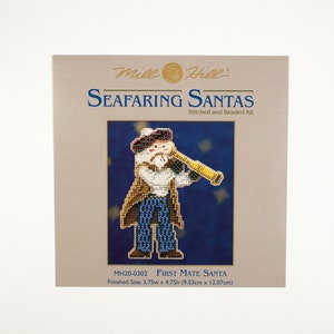 First Mate Mille Hill Kit, Seafaring Santas Serie, Kreuzstichpackung, Perlenset, inkl gelochtem Papier, Garn, Perlen und Nadeln